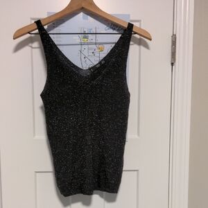 Mango Black Shimmer Fitted Tank Top